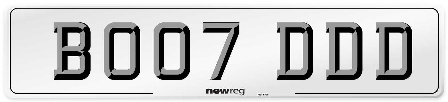 BO07 DDD Number Plate from New Reg